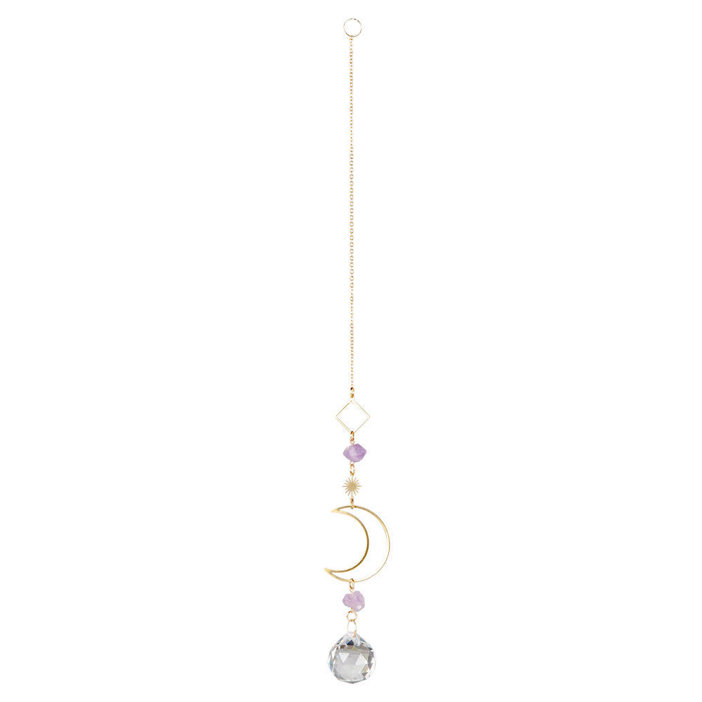 Moon with Amethyst Crystal Suncatcher