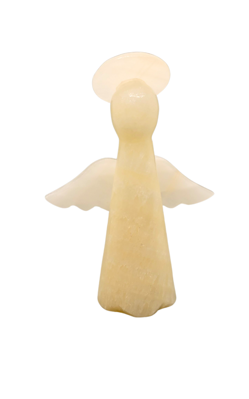 Hand-Carved Mexican Onyx Crystal Angel – 6.25" Spiritual Decor Figurine with Light Banded Calcite for Purity & Protection