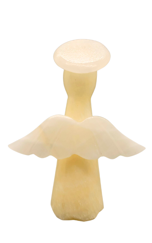 Hand-Carved Mexican Onyx Crystal Angel – 6.25" Spiritual Decor Figurine with Light Banded Calcite for Purity & Protection