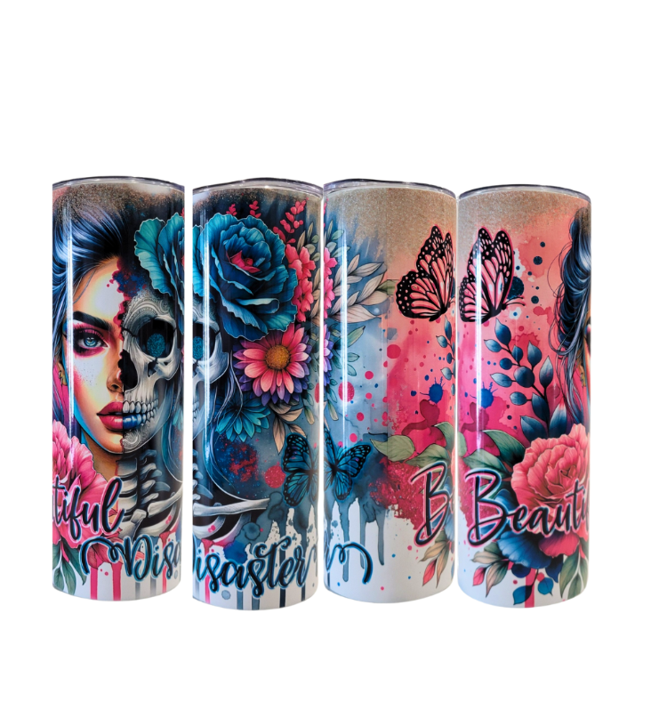 Beautiful Disaster 20oz Stainless Steel Travel Tumbler - Double Wall Insulated with Sliding Lid & Straw