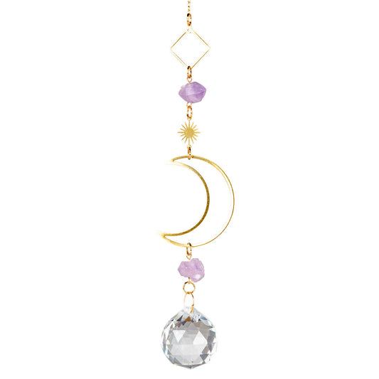 Moon with Amethyst Crystal Suncatcher