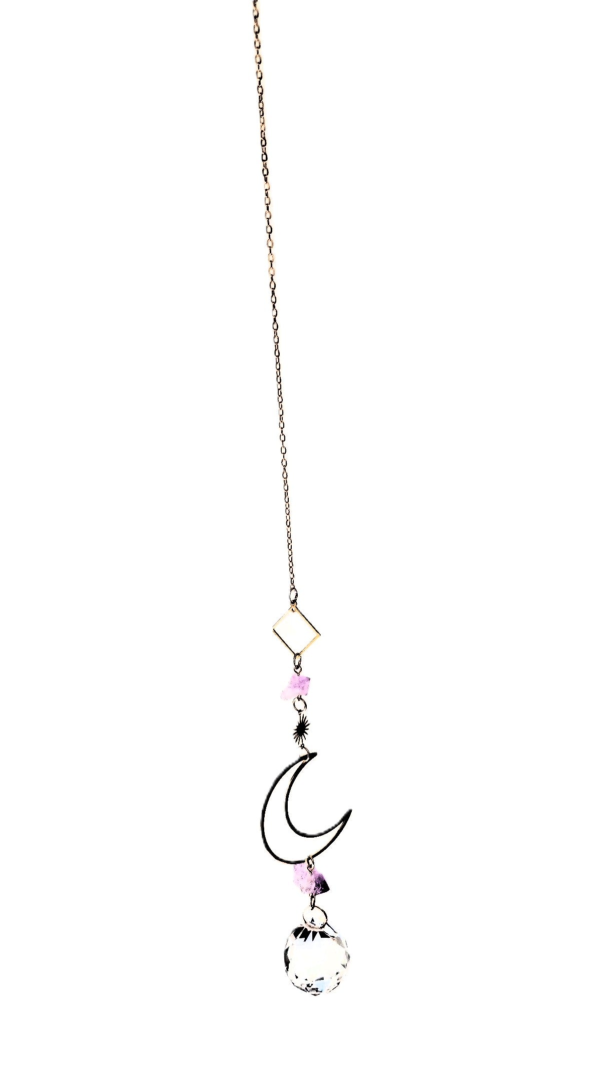 Moon with Amethyst Crystal Suncatcher