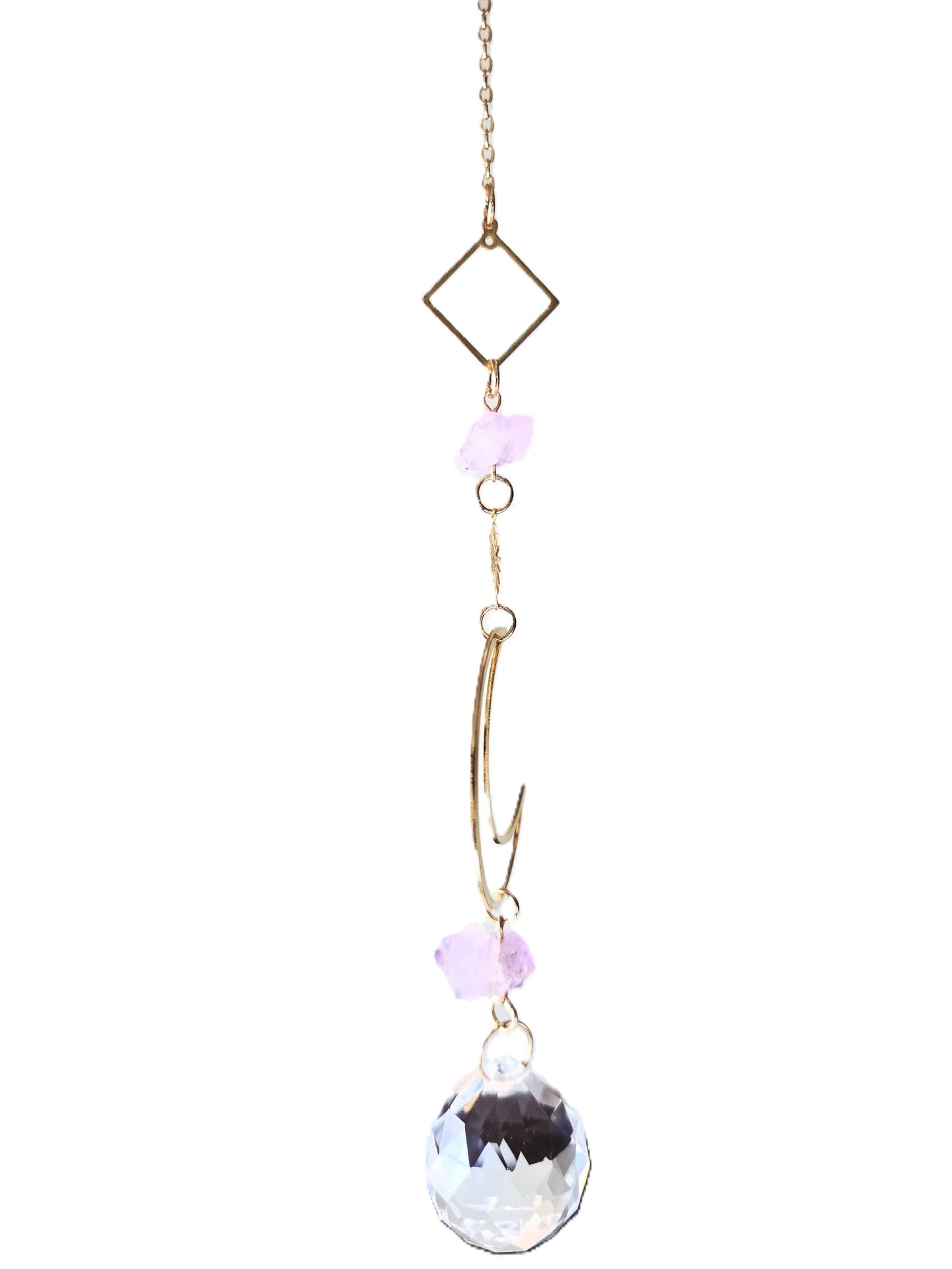 Moon with Amethyst Crystal Suncatcher
