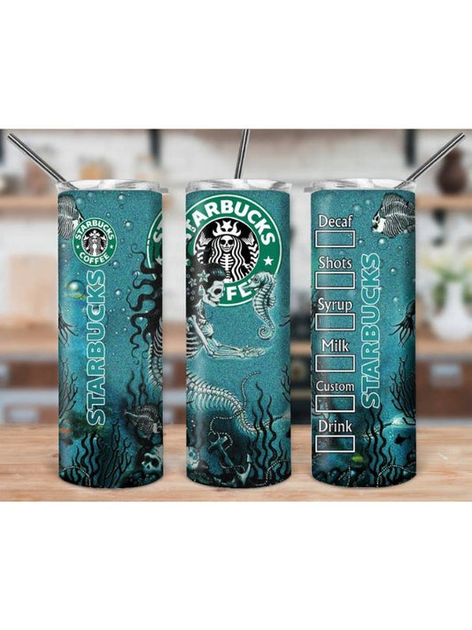 Starbucks Skeleton Mermaid-20oz Stainless Steel Tumbler