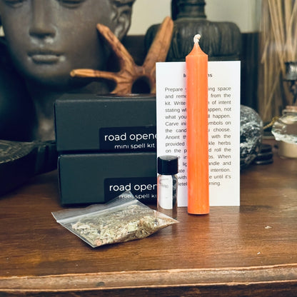 Road Opener Mini Spell Kit - Candle, Essential Oil, Dried Herbs & Instructions