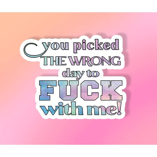 You Picked The Wrong Day to Fuck With Me - Vinyl Sticker