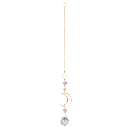 Moon with Amethyst Crystal Suncatcher