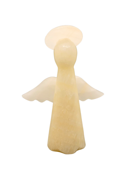 Mexican Onyx Crystal Angel - Hand Carved Christmas Decor - Spiritual Guardian Angel Statue