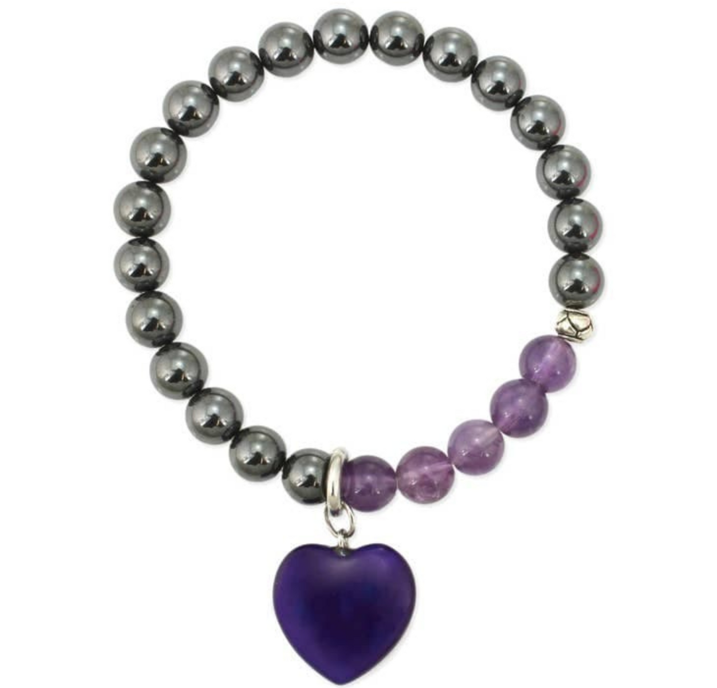 Hematite Amathyst Heart Bracelet