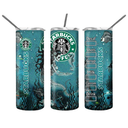 Starbucks Skeleton Mermaid-20oz Stainless Steel Tumbler