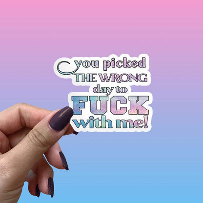 You Picked The Wrong Day to Fuck With Me - Vinyl Sticker