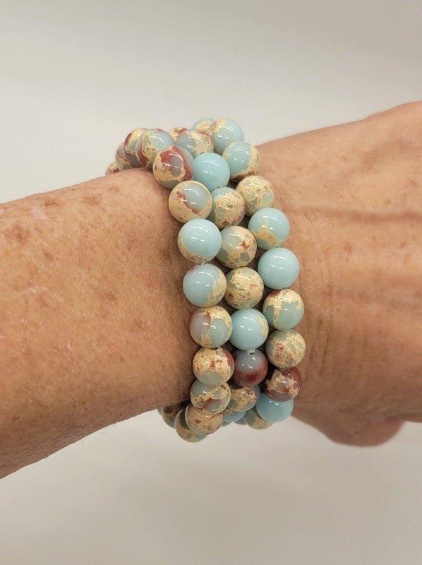 Blue Jasper Stone Bracelet Set - Pure Body Bliss