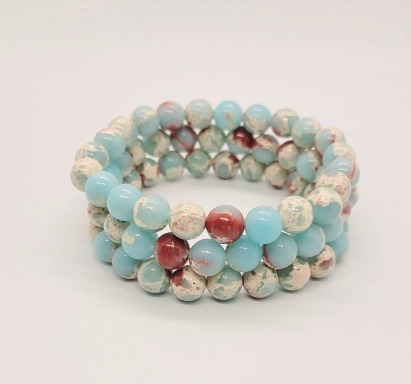 Blue Jasper Stone Bracelet Set - Pure Body Bliss