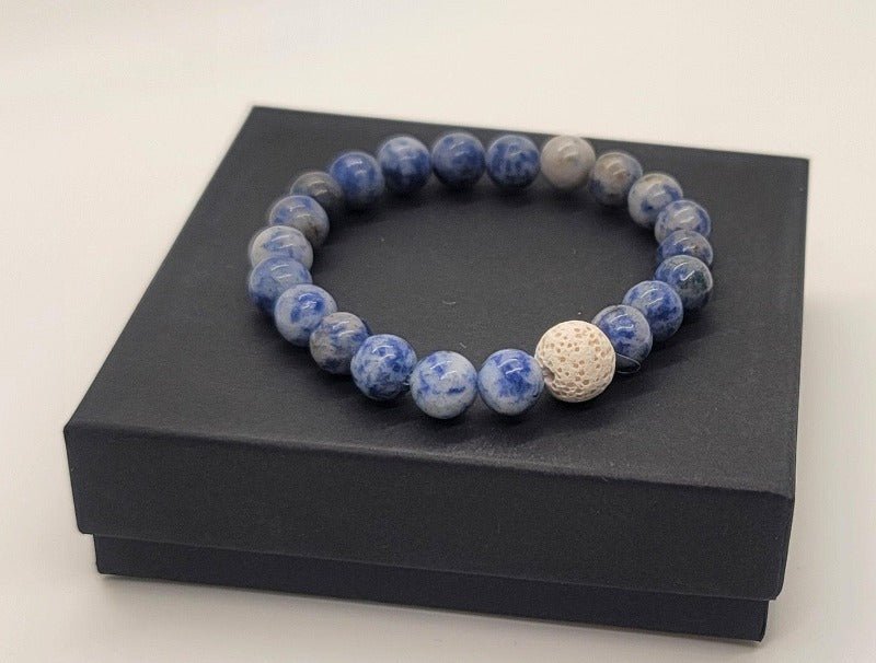 Blue Sodalite Bead Essential Oil Diffuser Bracelet - Pure Body Bliss