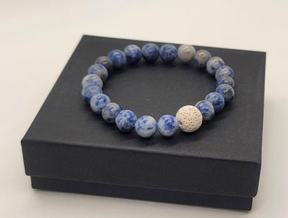 Blue Sodalite Bead Essential Oil Diffuser Bracelet - Pure Body Bliss