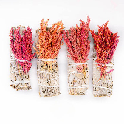 Red Celosia Wool Flower Sage Smudge bundle