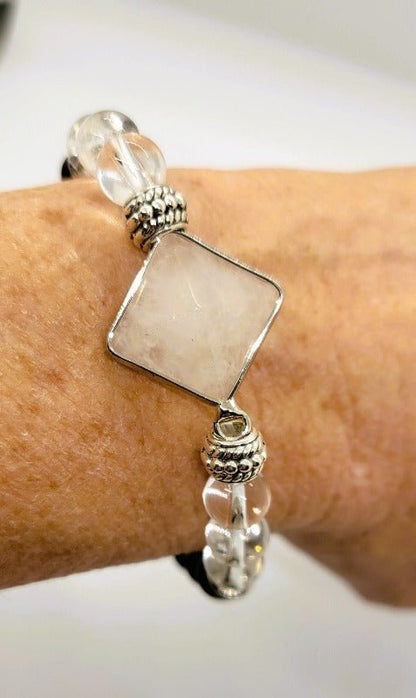 Clear Quartz Stone Pyramid Bracelet - | Pure Body Bliss - Pure Body Bliss