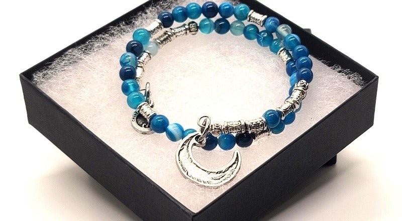 Crescent Moon Agate Wrap Bracelet - Pure Body Bliss