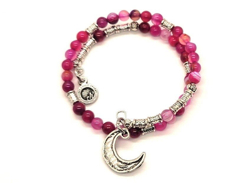 Crescent Moon Agate Wrap Bracelet - Pure Body Bliss