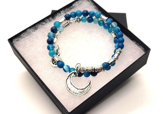 Crescent Moon Agate Wrap Bracelet - Pure Body Bliss