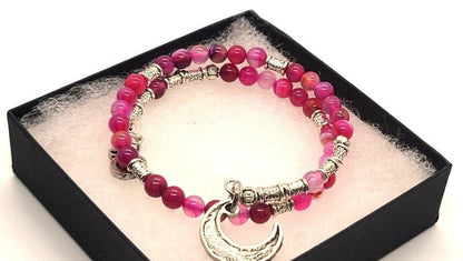 Crescent Moon Agate Wrap Bracelet - Pure Body Bliss