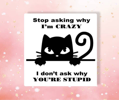 Stop Asking Why I'm Crazy Vinyl Waterproof Sticker