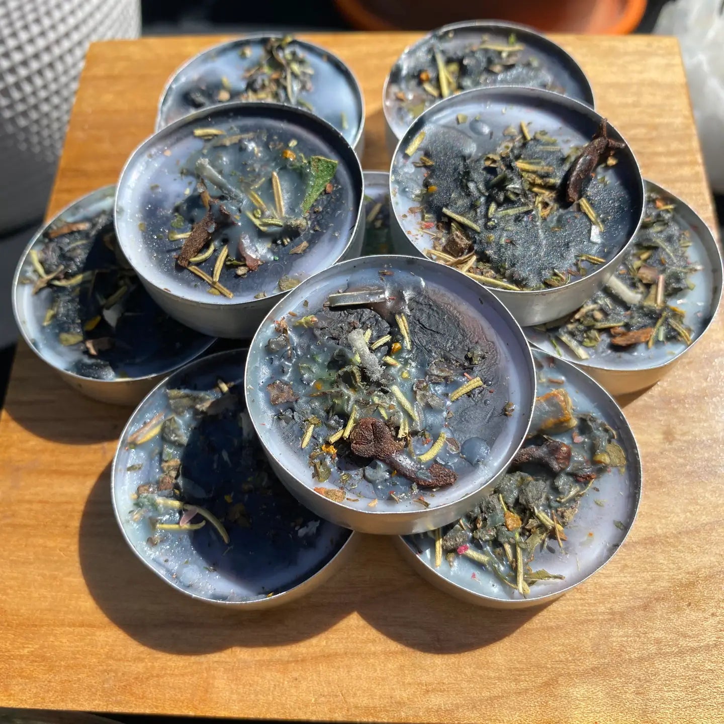 Handmade Intention Tealight Candles with Herbs, Crystals, Flowers & Anointing Oil – Ritual Healing & Manifestation Magic