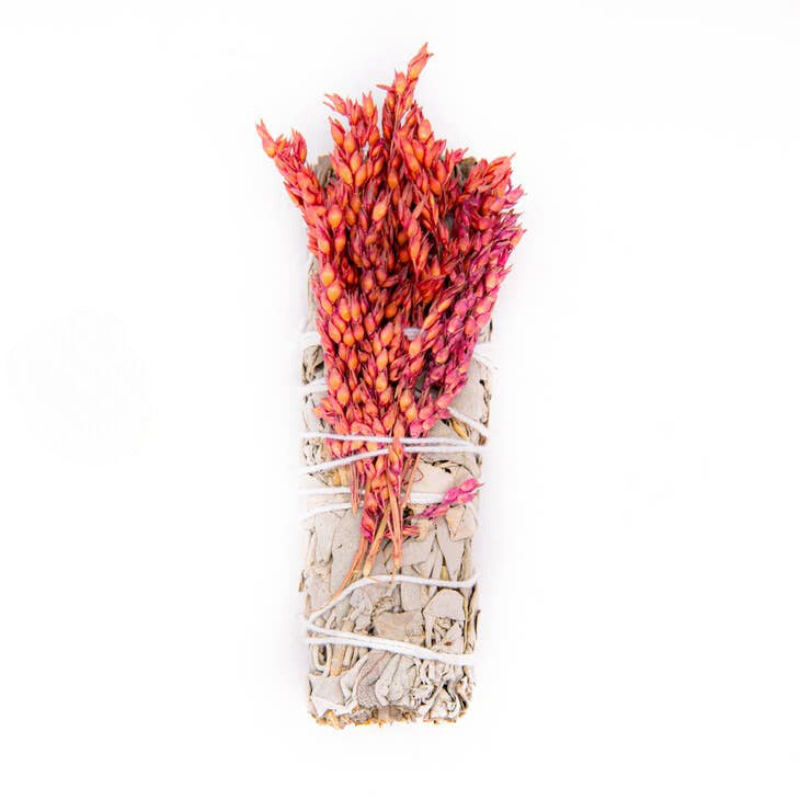 Red Celosia Wool Flower Sage Smudge bundle