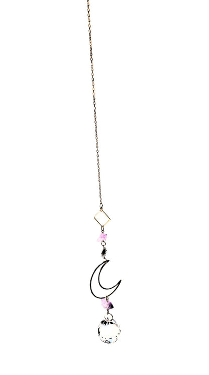Moon with Amethyst Crystal Suncatcher