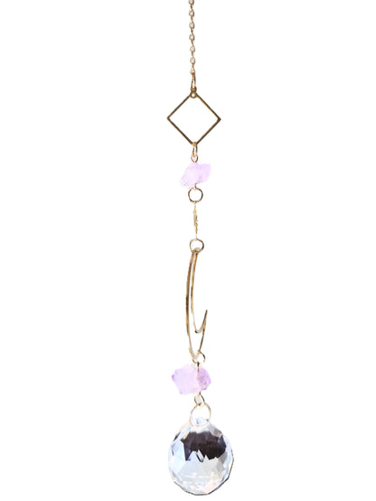 Moon with Amethyst Crystal Suncatcher