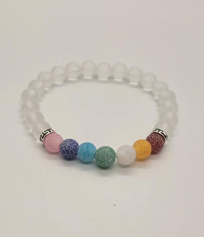 Frosted Rainbows Crackle Bead Bracelet - Pure Body Bliss