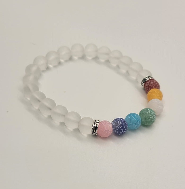 Frosted Rainbows Crackle Bead Bracelet - Pure Body Bliss