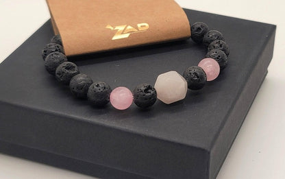 Lava Stone Rose Quartz Bracelet - Pure Body Bliss