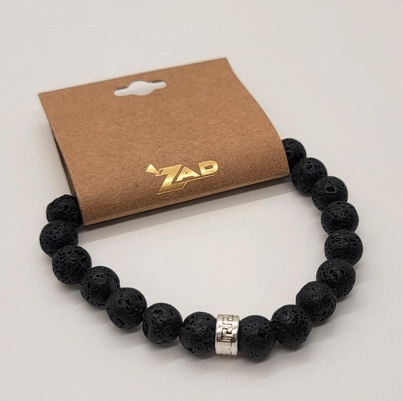 Men's Black Lava Bead Stretch Bracelet - Pure Body Bliss