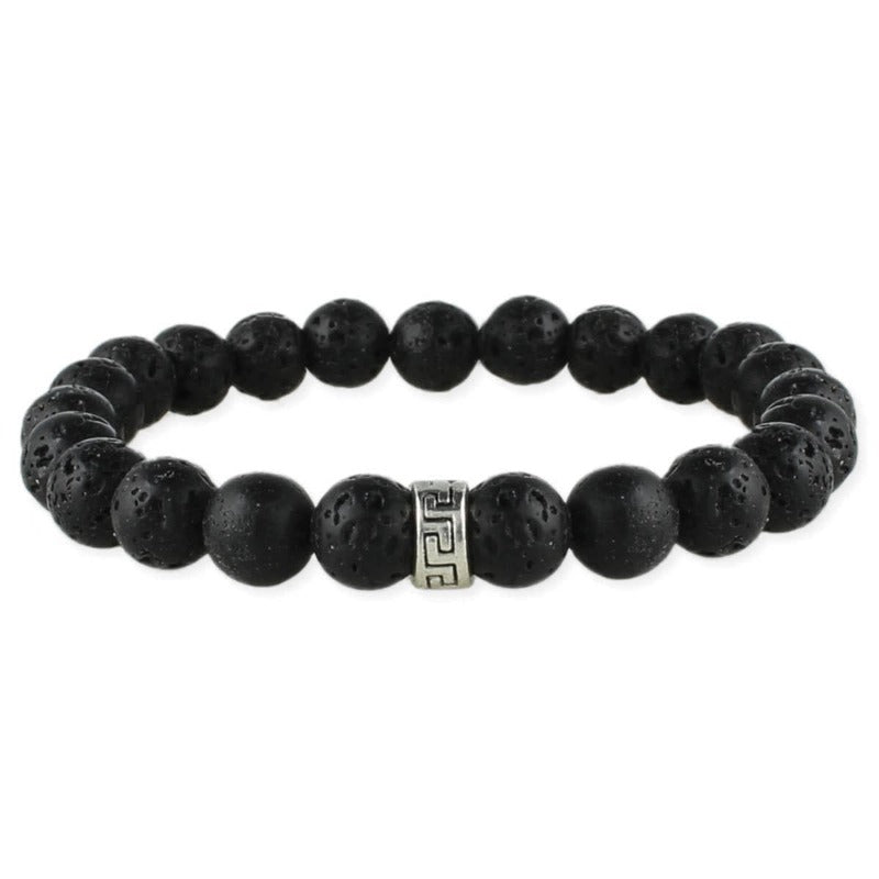 Men's Black Lava Bead Stretch Bracelet - Pure Body Bliss